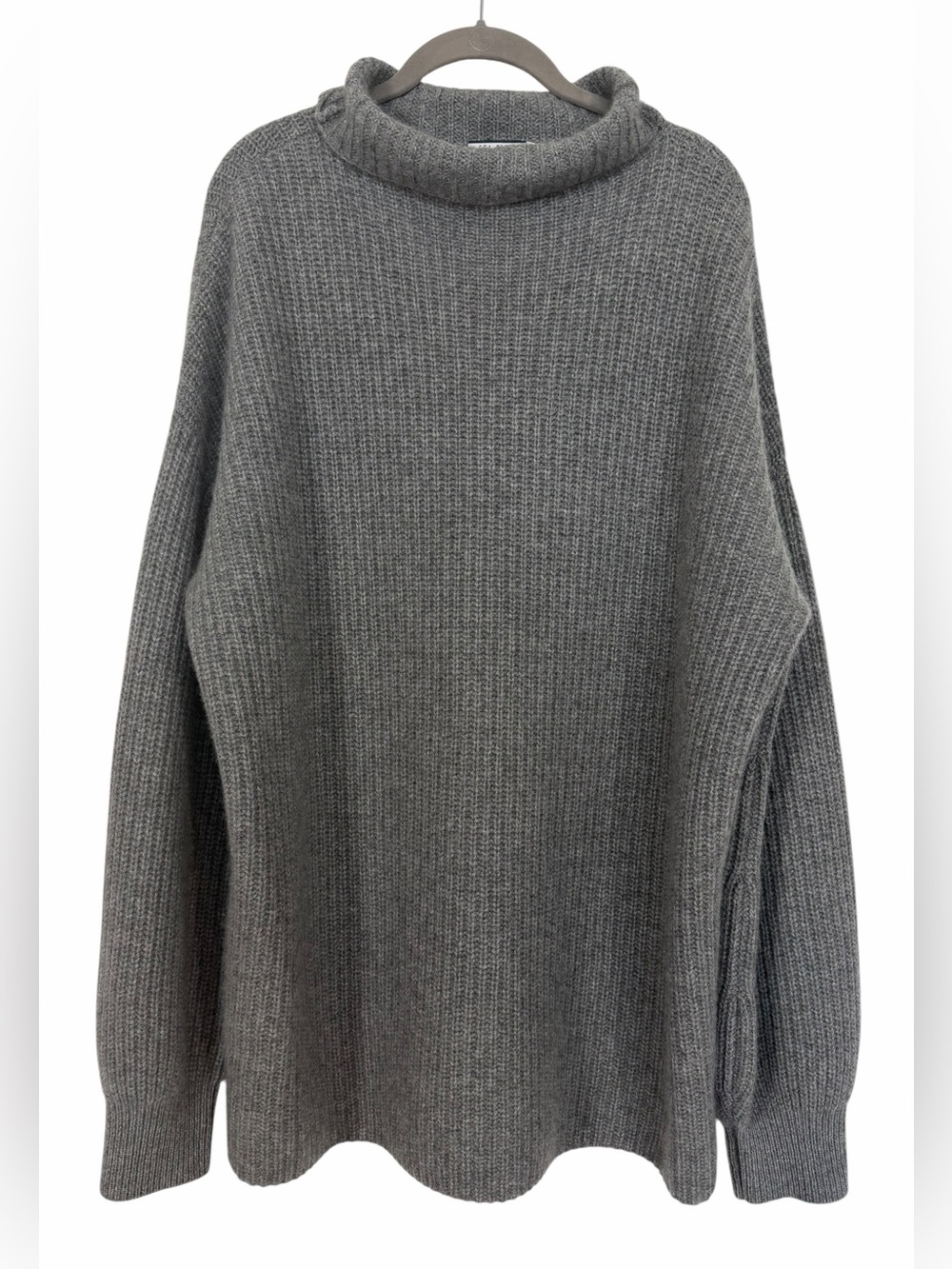 Sea Bleu 100% Cashmere Turtleneck Sweater Grey Oversized Tunic Size Large